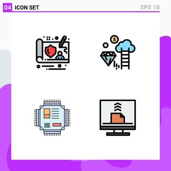 4 iconos creativos signos y símbolos modernos del controlador microchip dimond tecnología de marketing elementos de diseño vectorial editables vector