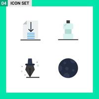 Flat Icon Pack of 4 Universal Symbols of down moon water education weather Editable Vector Design Elements