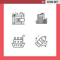 4 Line concept for Websites Mobile and Apps achievement fisherman reward dormitory ship Editable Vector Design Elements