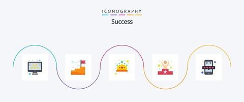 Paquete de iconos de éxito plano 5 que incluye estrella. líder. meta. competencia. rey vector