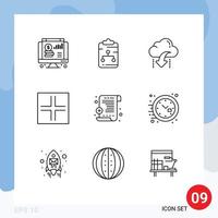 Group of 9 Outlines Signs and Symbols for medical report symbols paper arrows arrow Editable Vector Design Elements