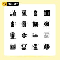 Universal Icon Symbols Group of 16 Modern Solid Glyphs of charge mobile exit design soap Editable Vector Design Elements