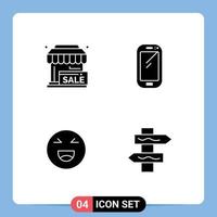 Modern Set of 4 Solid Glyphs Pictograph of purchase samsung store smart phone emoji Editable Vector Design Elements