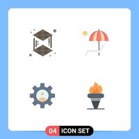 Editable Vector Line Pack of 4 Simple Flat Icons of cube controls beanch enjoy use Editable Vector Design Elements