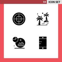 Pack of 4 creative Solid Glyphs of army arecaceae soldier palm graph Editable Vector Design Elements