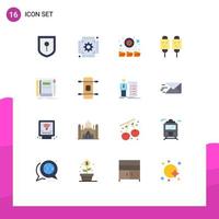 16 Thematic Vector Flat Colors and Editable Symbols of pocket notebook network book fried Editable Pack of Creative Vector Design Elements