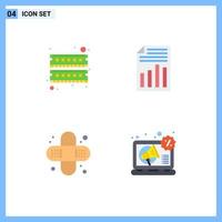 4 Creative Icons Modern Signs and Symbols of computer bandage ram page medical Editable Vector Design Elements