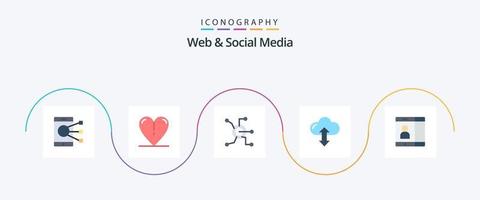 paquete de iconos de 5 planos web y redes sociales que incluye móvil. arriba. datos. flecha. conectar vector