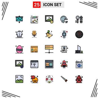 User Interface Pack of 25 Basic Filled line Flat Colors of geometry compass image design helmet Editable Vector Design Elements