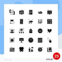 25 Universal Solid Glyph Signs Symbols of flask snail education easter kitchen Editable Vector Design Elements