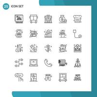 25 iconos creativos signos y símbolos modernos del chef vehículo americano dinero dólar elementos de diseño vectorial editables vector