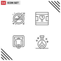 Pack of 4 Modern Filledline Flat Colors Signs and Symbols for Web Print Media such as no health air glass weight Editable Vector Design Elements