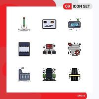 Set of 9 Modern UI Icons Symbols Signs for heart management drive business layout Editable Vector Design Elements