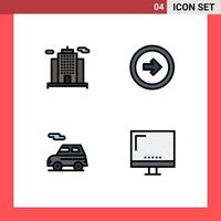 Set of 4 Commercial Filledline Flat Colors pack for architecture car arrow user interface vehicle Editable Vector Design Elements
