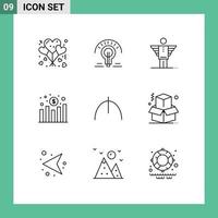 Modern Set of 9 Outlines and symbols such as manat profit angel increase investor Editable Vector Design Elements