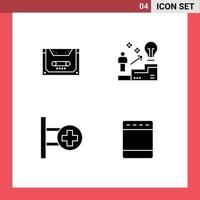 Universal Icon Symbols Group of 4 Modern Solid Glyphs of analog solution compact success hospital Editable Vector Design Elements