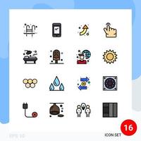 16 iconos creativos, signos y símbolos modernos de toque médico, gesto de Android, elementos de diseño de vectores creativos editables