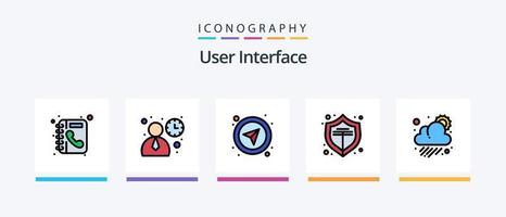 la línea de la interfaz de usuario llenó el paquete de 5 íconos que incluye . interfaz. navegación. Bluetooth. correo. diseño de iconos creativos vector