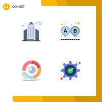 Group of 4 Flat Icons Signs and Symbols for city analytics office route diagram Editable Vector Design Elements