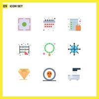 Modern Set of 9 Flat Colors and symbols such as pearl jewelry clipboard office business Editable Vector Design Elements