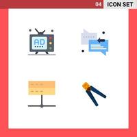 User Interface Pack of 4 Basic Flat Icons of ad admin multimedia messages devices Editable Vector Design Elements