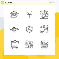 9 User Interface Outline Pack of modern Signs and Symbols of connection solar system clock universe solar Editable Vector Design Elements