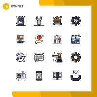 Set of 16 Modern UI Icons Symbols Signs for screen user hard cap setting gear Editable Creative Vector Design Elements