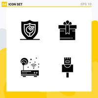 Solid Glyph Pack of 4 Universal Symbols of gdpr device secure box router Editable Vector Design Elements