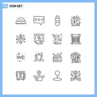 Outline Pack of 16 Universal Symbols of financial conversion storage business product Editable Vector Design Elements