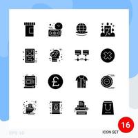 Pictogram Set of 16 Simple Solid Glyphs of soccer field planet football light Editable Vector Design Elements