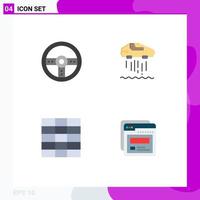 Set of 4 Modern UI Icons Symbols Signs for controller wireframe wheel car template Editable Vector Design Elements