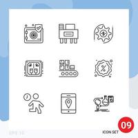 Pack of 9 Modern Outlines Signs and Symbols for Web Print Media such as line drinks setting cheers alcoholic Editable Vector Design Elements