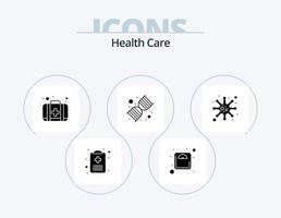 Health Care Glyph Icon Pack 5 Icon Design. disease. aid. genome. dna vector