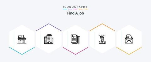 Find A Job 25 Line icon pack including email. path. find. job. career vector