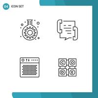 Modern Set of 4 Filledline Flat Colors Pictograph of cog amplifier tube contact device Editable Vector Design Elements