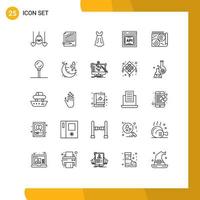 Line Pack of 25 Universal Symbols of software api concept chart api girl Editable Vector Design Elements