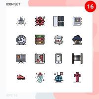 Modern Set of 16 Flat Color Filled Lines Pictograph of ball info collage diary phone Editable Creative Vector Design Elements