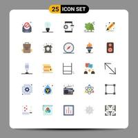 Group of 25 Modern Flat Colors Set for drawing pine trees coding canada alpine Editable Vector Design Elements