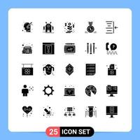 Pictogram Set of 25 Simple Solid Glyphs of reward first technology medal plant Editable Vector Design Elements