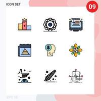 Pictogram Set of 9 Simple Filledline Flat Colors of news hoax physics fake web Editable Vector Design Elements