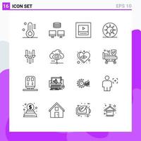 Stock Vector Icon Pack of 16 Line Signs and Symbols for upload down wireframe arrow retina Editable Vector Design Elements