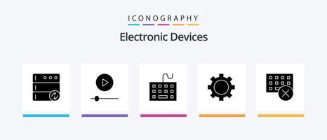 Devices Glyph 5 Icon Pack Including devices. technology. devices. set. devices. Creative Icons Design vector