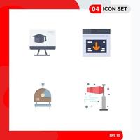 Pack of 4 Modern Flat Icons Signs and Symbols for Web Print Media such as computer astronaut graduation web space Editable Vector Design Elements