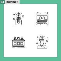 4 Creative Icons Modern Signs and Symbols of aroma judge chat competition desk Editable Vector Design Elements