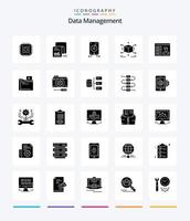 Creative Data Management 25 Glyph Solid Black icon pack  Such As . server. documents. file. backup vector