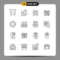 16 Thematic Vector Outlines and Editable Symbols of time sketch sign illustration design Editable Vector Design Elements