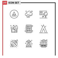 9 Universal Outline Signs Symbols of heart donation technology charity detection Editable Vector Design Elements