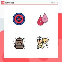 Universal Icon Symbols Group of 4 Modern Filledline Flat Colors of holiday backpack medal liquid mountain Editable Vector Design Elements