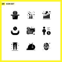 Set of 9 Modern UI Icons Symbols Signs for mind business up sign chat Editable Vector Design Elements
