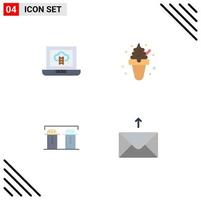 4 iconos planos universales establecidos para aplicaciones web y móviles logros botella postre dulces elementos de diseño vectorial editables por correo vector